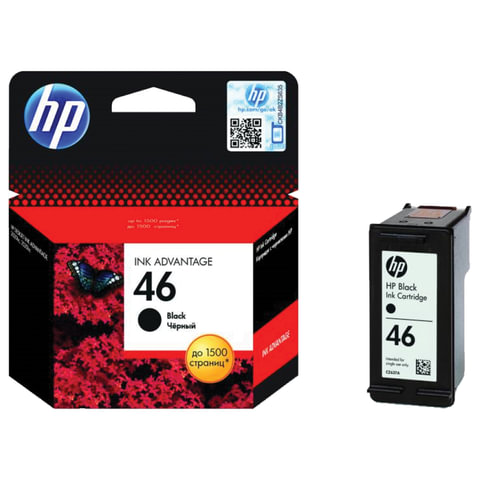 Картридж струйный HP №46 DJ Ink Advantage 2020hc Printer/2520hc AiO (1500стр) черный Картридж струйный HP №46 DJ Ink Advantage 2020hc Printer/2520hc AiO (1500стр) черный