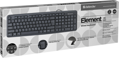 лавиатура проводная Defender Element HB-520 черный PS/2