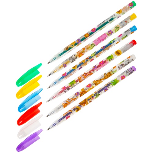 Набор гелевых ручек ArtSpace "Зверята", 6 цветов, 1,0мм, с блестками