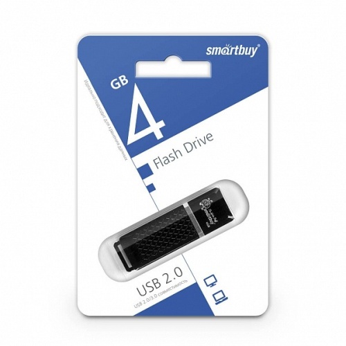 Память USB Flash 4 GB Smartbuy "Quartz" USB 2.0 Flash Drive, черный