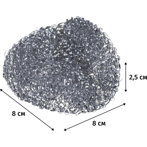 Губка-мочалка для посуды металлическая 8x8 см 12 г (5 штук в упаковке) 1637852 1637852