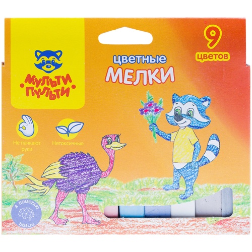 Мелки цветные Мульти-Пульти "Енот в Австралии", 9цв.
