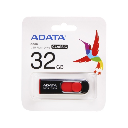 Память USB Flash 32 GB ADATA С008 AC008-32G-RKD USB2.0, Black-Red