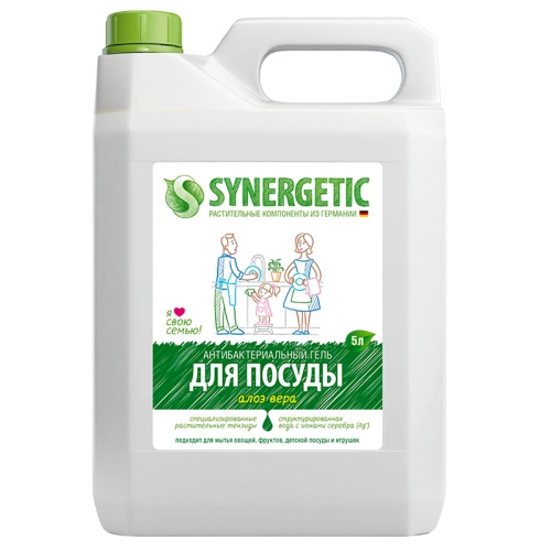 Средство для мытья посуды 500 мл, Synergetic "Алоэ", антибакт., концентрат, канистра