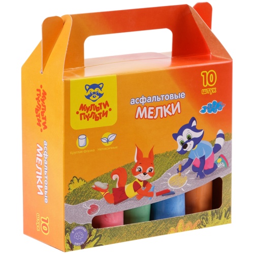 Мелки цветные для асфальта Мульти-Пульти, 10шт., 5цв., круглые