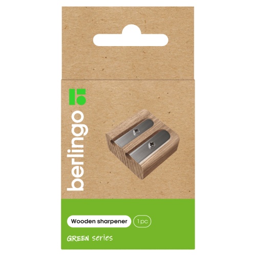 Точилка деревянная Berlingo "Green Series", 2 отверстия