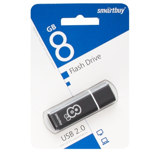 Память USB Flash 8 GB Smartbuy "Glossy" USB 2.0 Flash Drive, черный
