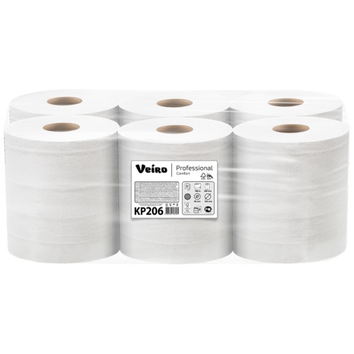 Полотенца бумажные в рулонах Veiro Professional "Comfort"(С1), 2-слойные, 180м/рул, ЦВ, белые KP206 KP206