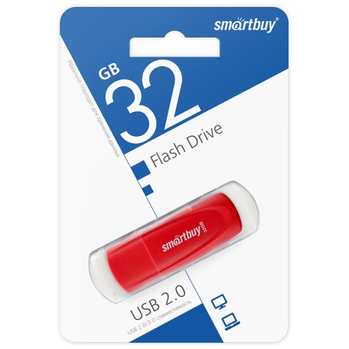 Память USB Flash 32 GB Smartbuy "Scout" USB 2.0 Flash Drive, красный