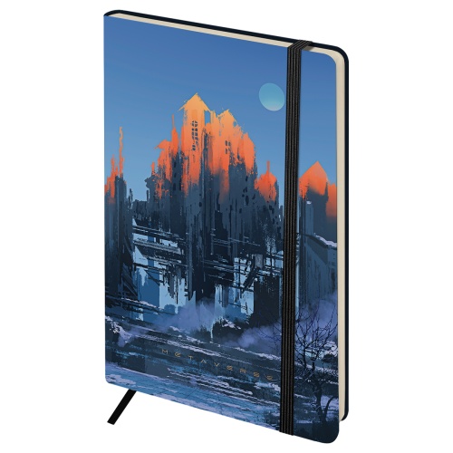 Записная книжка А5 80л. ЛАЙТ, кожзам, Greenwich Line "Future. Fallen city", с резинкой, тиснение фол Записная книжка А5 80л. ЛАЙТ, кожзам, Greenwich Line "Future. Fallen city", с резинкой, тиснение фол