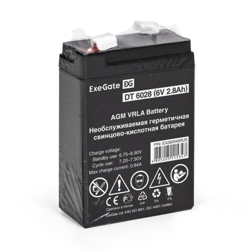 Аккумуляторная батарея 6V / 2.8Ah DT 6028 клеммы F1 ExeGate