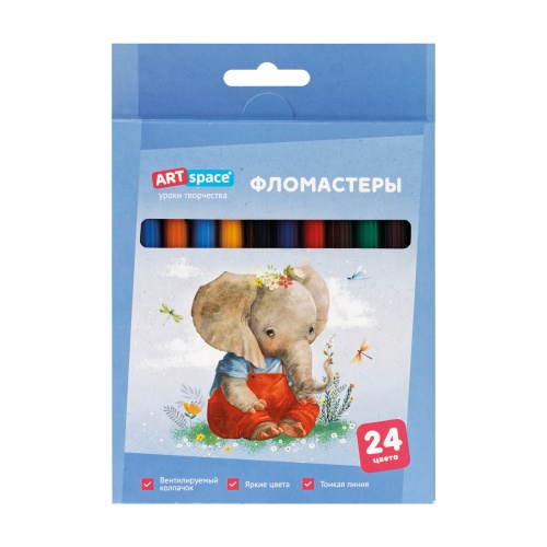 Фломастеры ArtSpace "Рисунки. Lovely animals", 24цв., смываемые
