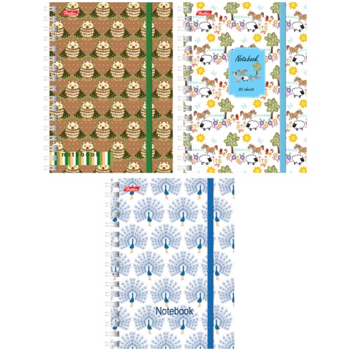 Записная книжка А6 80л. на гребне "Pattern Collection", на резинке