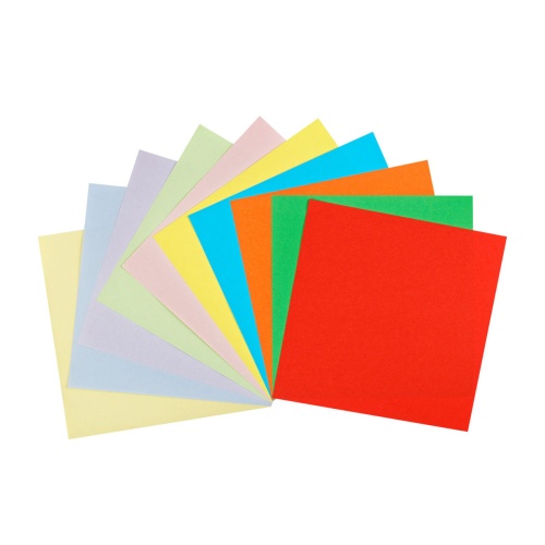 Цветная бумага тонированная 210*210мм, Мульти-Пульти, 100л., 10цв., в пакете, "Енот в России"