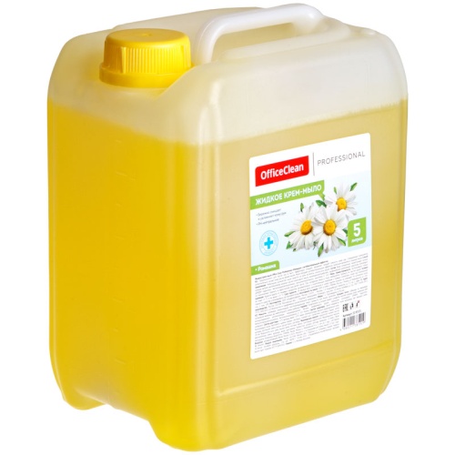 Мыло жидкое 5 л, OfficeClean Professional "Антибактериальное", с ромашкой, канистра, крем Мыло жидкое 5 л, OfficeClean Professional "Антибактериальное", с ромашкой, канистра, крем
