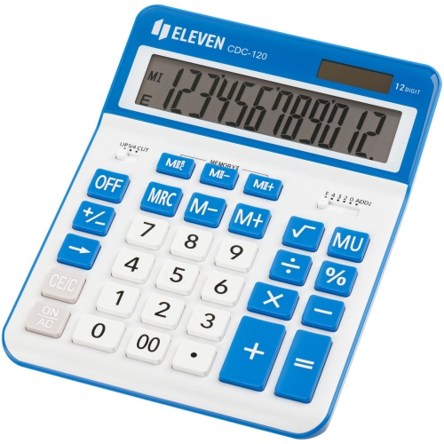 Калькулятор настольный Eleven CDC-120-WH/NV, 12 разрядов, двойное питание, 155*206*38мм, белый/темно Калькулятор настольный Eleven CDC-120-WH/NV, 12 разрядов, двойное питание, 155*206*38мм, белый/темно