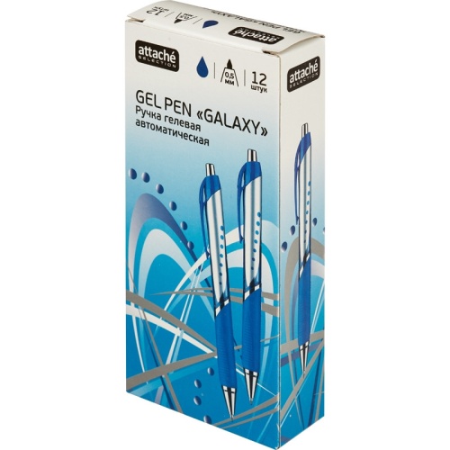 Ручка гелевая автоматическая Attache Selection Galaxy синяя (толщина линии 0.5 мм)