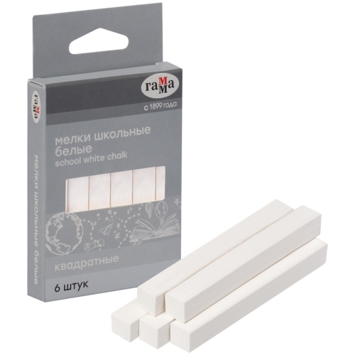 Мелки школьные Гамма, белые, 06шт., мягкие, квадратные