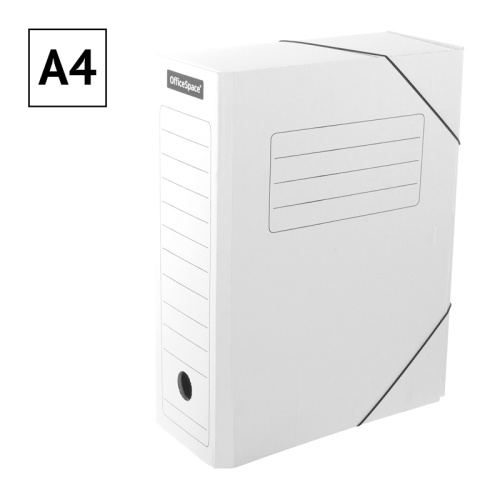 Папка архивная на резинках OfficeSpace, микрогофрокартон, 100мм, белый, до 900л.