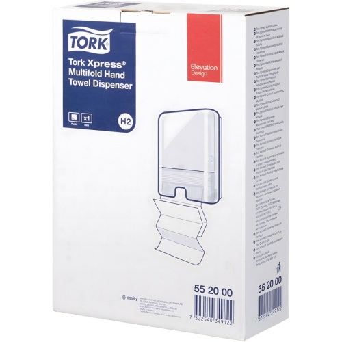 Диспенсер для листовых полотенец Торк (Tork) 552000 Xpress Multifold H2 пластиковый белый 552000 552000