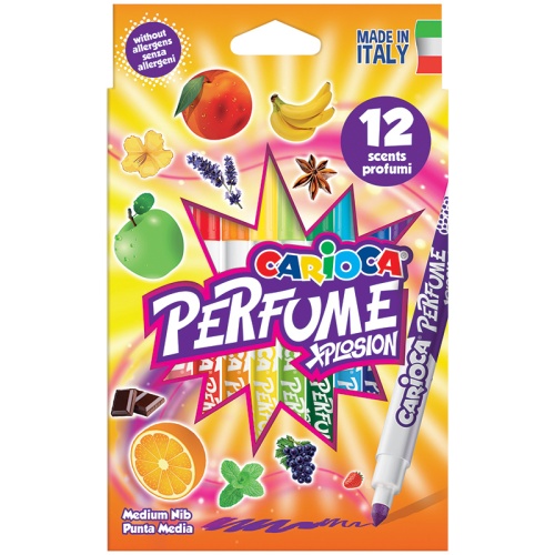 Фломастеры Carioca "Perfume Xplosion", 12цв., ароматизированные, смываемые