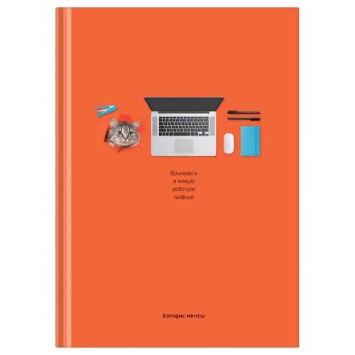 Бизнес-блокнот А5, 80л., BG "Котофис мечты", soft-touch ламинация