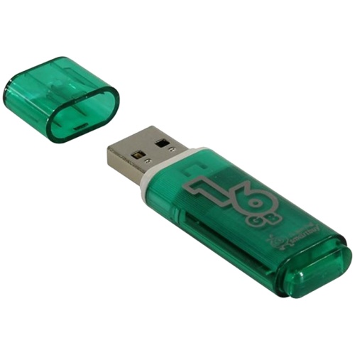 Память USB Flash 16 GB Smartbuy "Glossy" USB 2.0 Flash Drive, зеленый