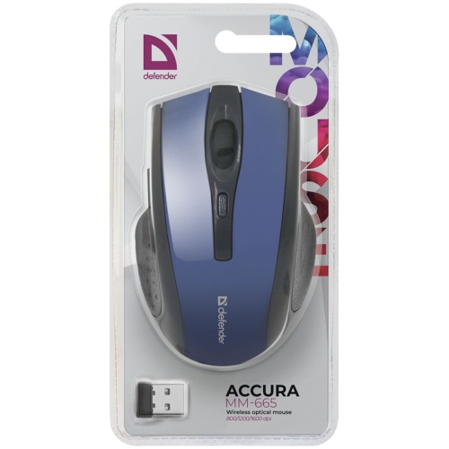 Мышь беспроводная Defender Accura MM-665 черный, синий Мышь беспроводная Defender Accura MM-665 черный, синий