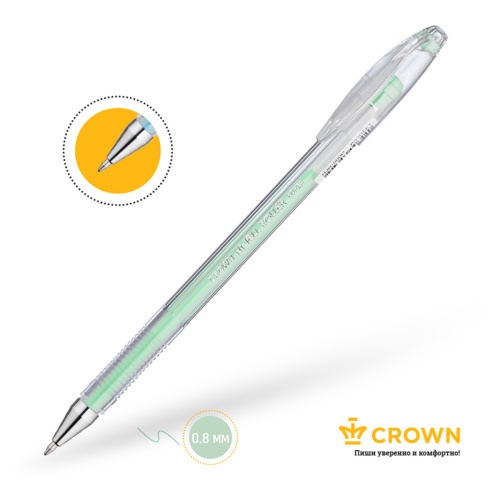 Ручка гелевая Crown "Hi-Jell Pastel" зеленая пастель, 0,8мм