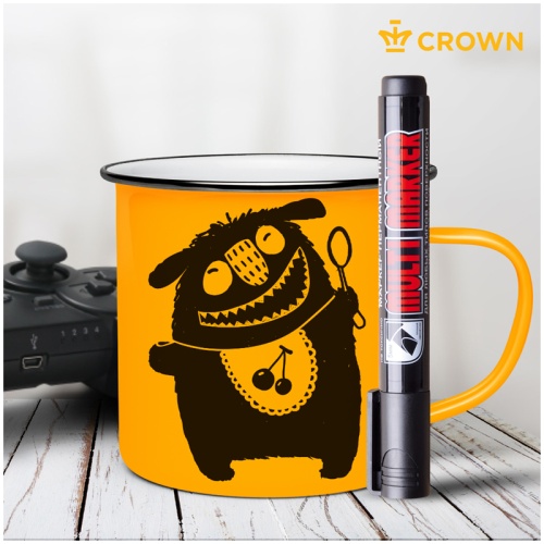 Маркер перманентный Crown "Multi Marker Chisel" черный, скошенный, 5мм
