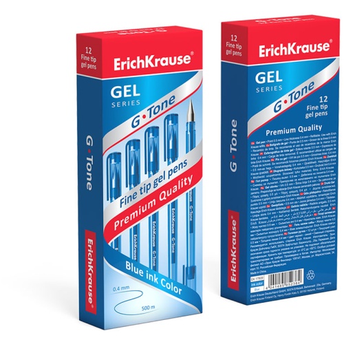 Ручка гелевая Erich Krause "G-Tone" синяя, 0,5мм