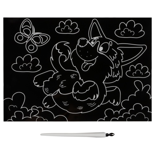 Гравюра с мультицветной основой ТРИ СОВЫ "Веселый корги", А5