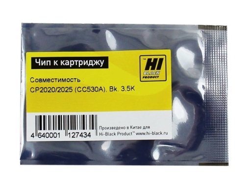 чип hp (cc530a) cp2020/2025, черный, 3500 страниц hi-black