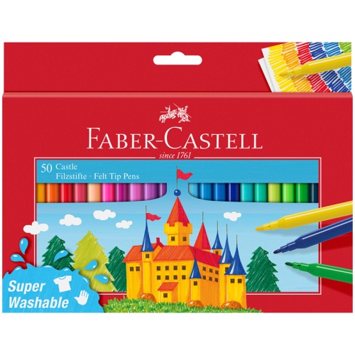 Фломастеры Faber-Castell "Замок", 50цв., смываемые