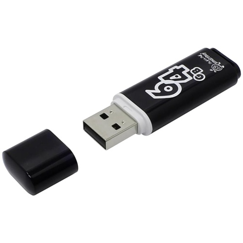 Память USB Flash 64 GB Smartbuy "Glossy" USB 2.0 Flash Drive, черный