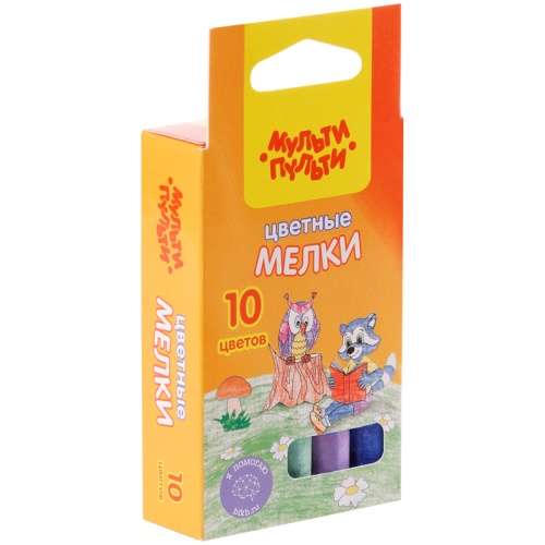 Мелки цветные Мульти-Пульти "Енот на опушке леса", 10цв., круглые