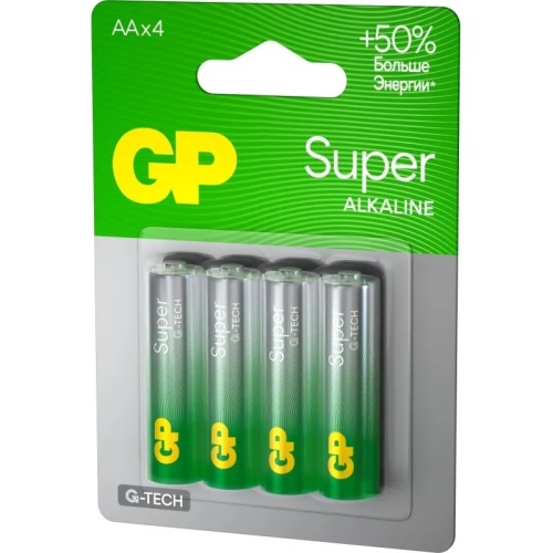 Батарейка АА пальчиковая GP Super (4 штуки в упаковке) блистер