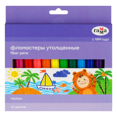 Фломастеры Гамма "Малыш", 12цв., утолщенные, смываемые. упак. Фломастеры Гамма "Малыш", 12цв., утолщенные, смываемые. упак.