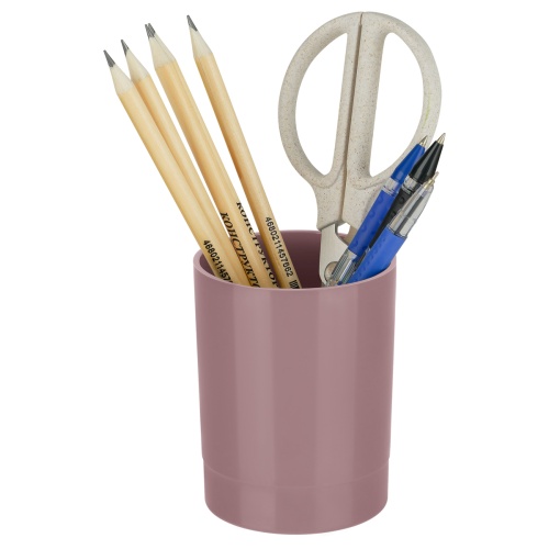 Подставка-стакан СТАММ "Офис. Voyage. Agra", пластиковая, круглая, бордовая