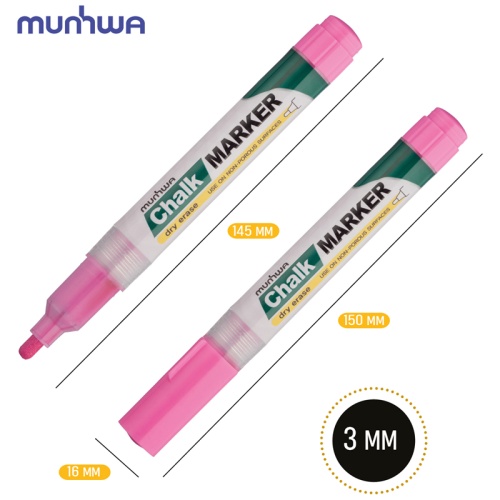 Маркер меловой MunHwa "Chalk Marker" розовый, 3мм, спиртовая основа, пакет