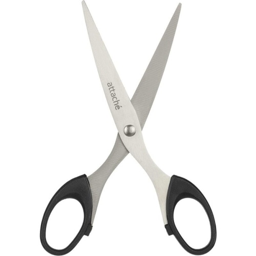 Ножницы 169 мм Attache с пластиковыми симметричными эллиптическими ручками черного цвета