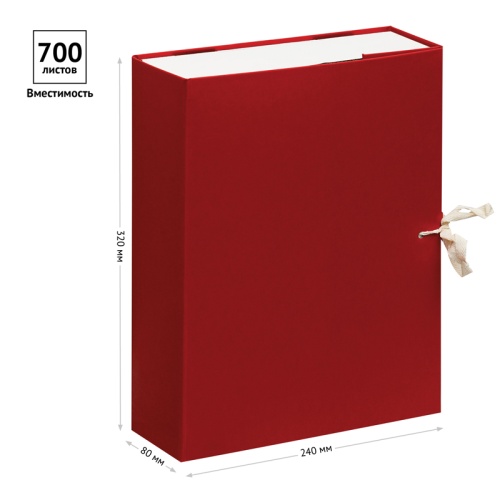 Короб архивный с завязками OfficeSpace разборный, БВ, 80мм, красный, клапан МГК Короб архивный с завязками OfficeSpace разборный, БВ, 80мм, красный, клапан МГК
