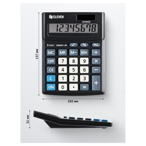 Калькулятор настольный Eleven Business Line CMB801-BK, 8 разрядов, двойное питание, 102*137*31мм, че