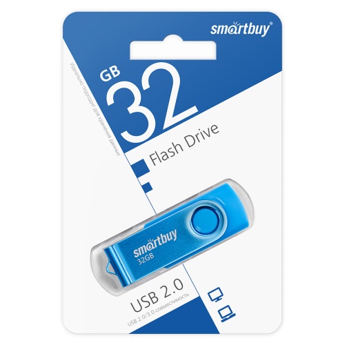 Память USB Flash 32 GB Smartbuy "Twist" USB 2.0 Flash Drive, синий Память USB Flash 32 GB Smartbuy "Twist" USB 2.0 Flash Drive, синий
