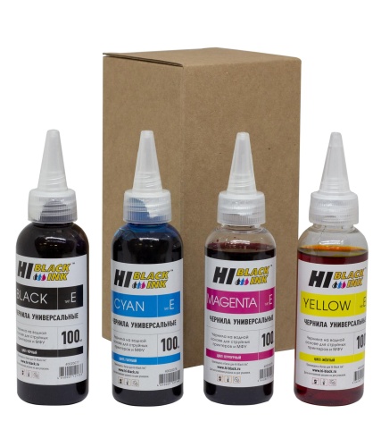 Чернила Epson (тип E), на водной основе, набор 4 цвета (4 * 100мл) Hi-Black