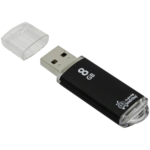 Память USB Flash 8 GB Smartbuy "V-Cut" USB 2.0 Flash Drive, черный (металл. корпус )