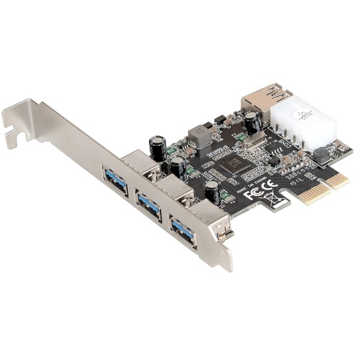 Контроллер ExeGate EXE-367 (PCI-E x1 v2.0, 3*USB 3.0 ext. + 1*USB3.0 int., разъем доп.питания)