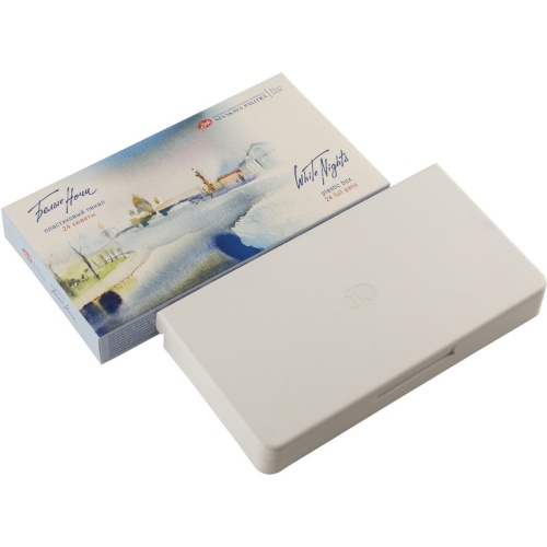 Акварель Белые ночи, художественная, 24 цвета, кюветы, пластик, палитра Акварель Белые ночи, художественная, 24 цвета, кюветы, пластик, палитра