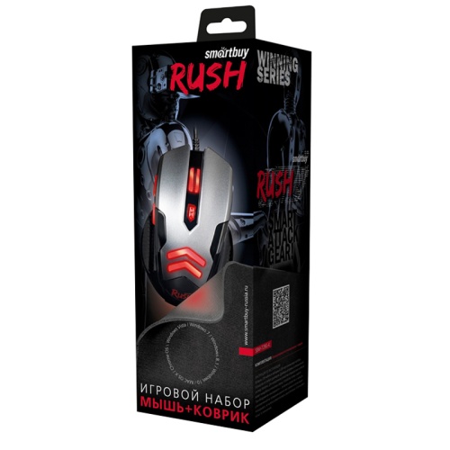 Мышь+коврик проводная Smartbuy RUSH 729G-K черный