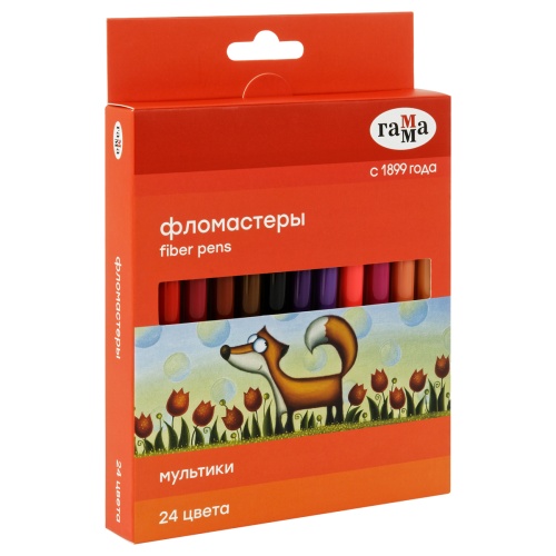 Фломастеры Гамма "Мультики", 24цв., смываемые. упак.